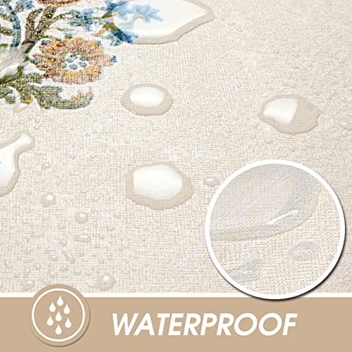 AIRCOWRIE Waterproof Rectangle Vinyl Tablecloths 108x54 Inch - color: Flower, size: 108" x 54" (Rectangular)