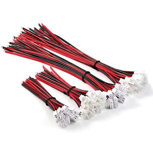 Chanzon 30Pairs Jst-XH 2.54mm Pitch 22AWG 2 Pin Plug Connector 10cm & 20cm - size: [5]10cm+20cm