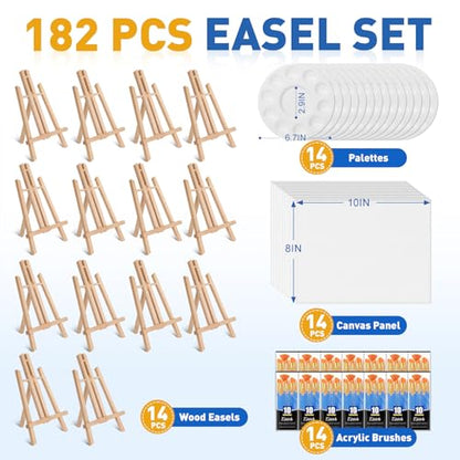 ESRICH 182PCS Acrylic Paint Set with 11.8 in Wooden Easels - style: 182PCS
