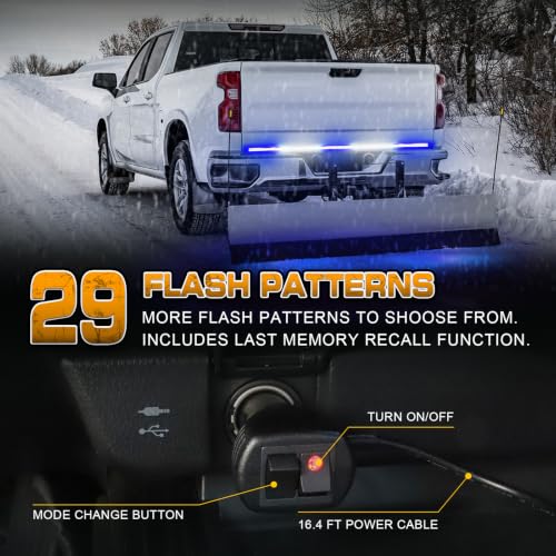 XRIDONSEN 60 inch Blue White Emergency Lights Strip 360 LED Tailgate Lights - color: Blue/White