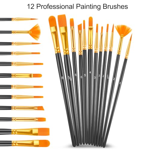Caliart 36 Colors Acrylic Paint Set with 12 Brushes - color: Regular, size: 2 Fl Oz (Pack of 36)