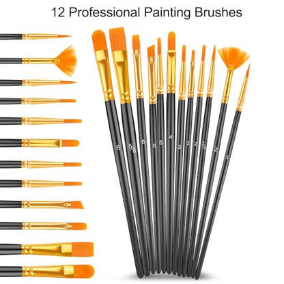 Caliart 36 Colors Acrylic Paint Set with 12 Brushes - color: Regular, size: 2 Fl Oz (Pack of 36)