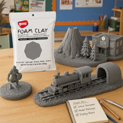 BOHS Foam Clay, Gray Air Dry Modeling Clay, 1.1 lb - color: Gray, size: 500 g