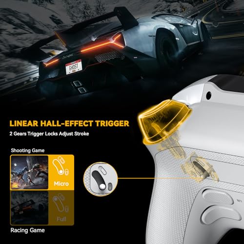 ManbaOne Interactive Screen Wireless Gaming Controller for PC/Switch/Switch 2/iOS/Android,Hall Effect Stick & Trigger,RGB Lighting,Remappable Buttons,1800mAh with Charging Dock (White) - color: White