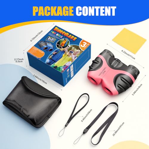 LET'S GO! Binocular for Kids, Compact High Resolution Shockproof Binoculars - color: Rose Pink
