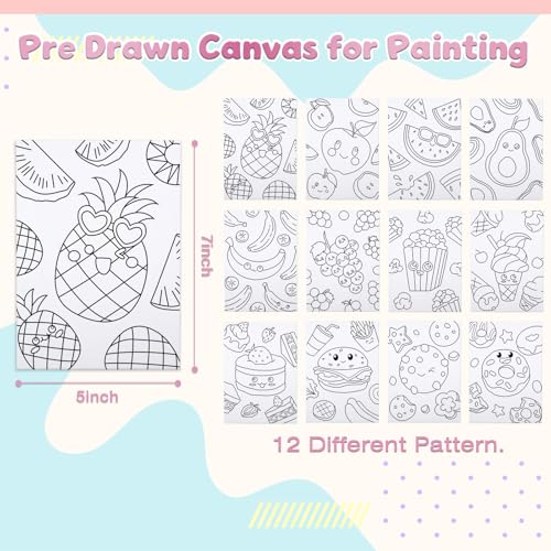 Louise Maelys 12Pack Pre Drawn Canvas to Paint for Kids,Fruit Food - color: FOOD