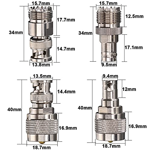 onelinkmore BNC to UHF Adapter Kit 4-Pack PL259/SO239 Gold Plated - color: Upgraded 4 PCS