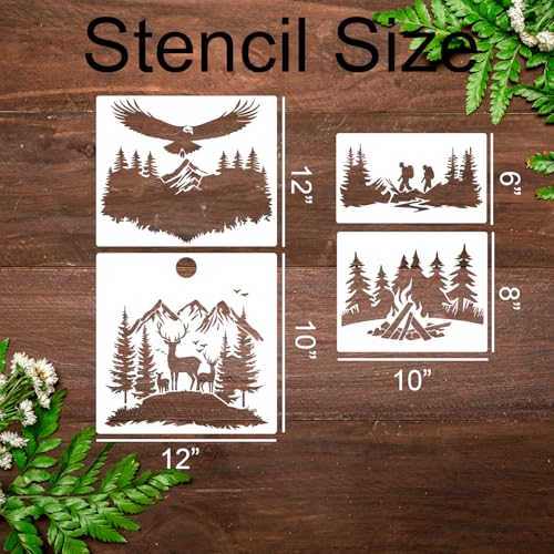 Mountain Tree Stencils for Painting Forest Animal Stencils for Wood Burning - style: Mountain