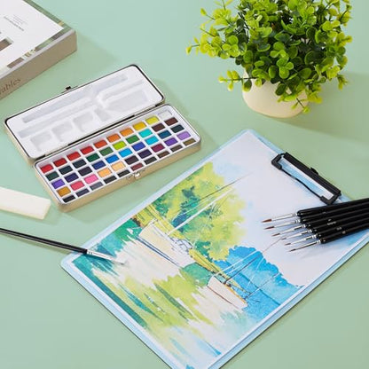 Watercolor Paint Set of 50 Colors - Washable Paint Kit with 7 Brushes