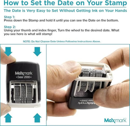 MaxMark 2000 Dater Self Inking Date Stamp - Blue - Pack of 2 - color: Blue, size: Pack of 2 - 2000