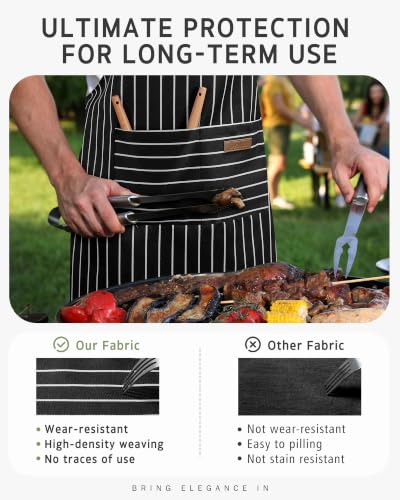 Syntus Chef Apron for Men Women with Pockets, Thick Grilling BBQ Apron - color: Black/White Bold