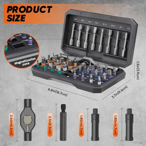 Saker 42-in-1 Magnetic Ratchet Screwdriver Set With T-Handle Grey - color: Grey