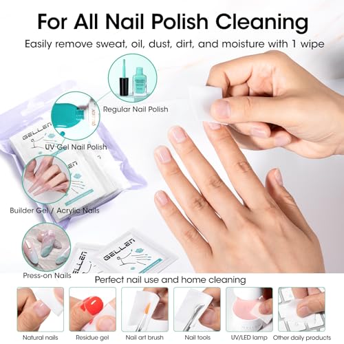 GELLEN Nail Cleanser Pads 50PCS with 10PCS Manicure Tools Kit - size: 50PCS with 10PCS Tools