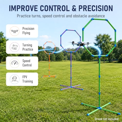 6-in-1 Drone Obstacle Course Kit with Ground Stakes
