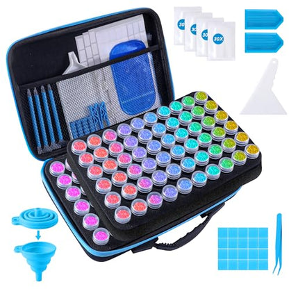 LYMUSUMI Diamond Art Storage Containers 120 Slots Diamond Painting Tools - color: Blue-120 Slots