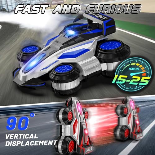 High Speed Drift Remote Control Stunt Deformation Car,Kid's Gifts - color: Blue