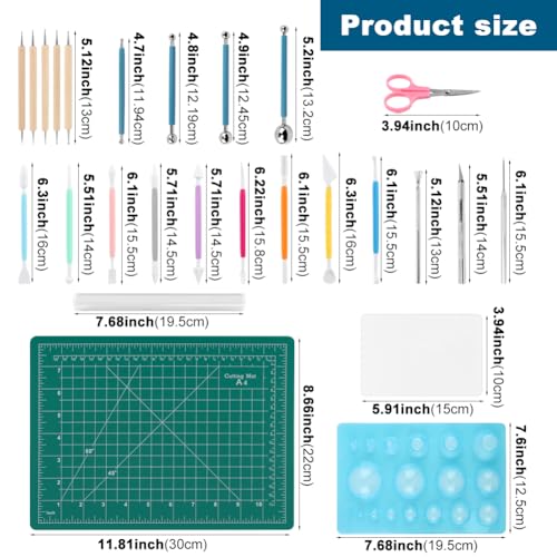 Polymer Clay Tools, Acrylic Roller Pin, Clay Sculpting Tools for Ceramic Craft, Rectangle Sheet Press Board Wire Texture Set Needle Detail Modelling Supplies(Size:26 Pcs)