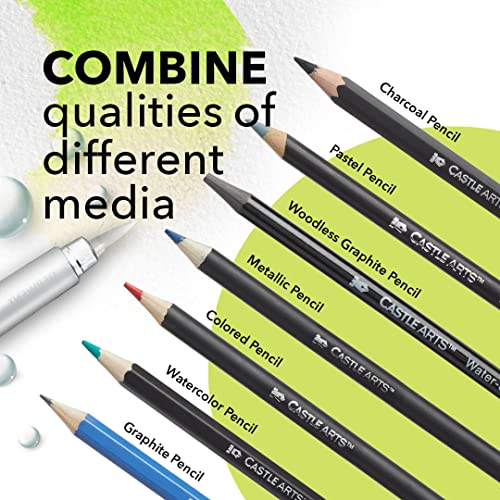 Castle Art Supplies Mixed Media Pencil Set - 120 Plus Art Pencils