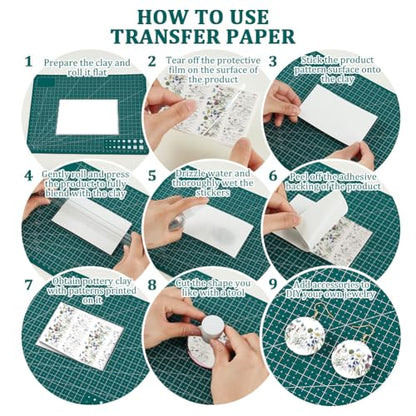 OLYCRAFT 24Pcs 4 Styles Floral Basket Clay Transfer Paper for Polymer - color: Wildflower