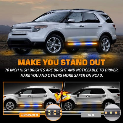 XRIDONSEN 2PCS 60 inch Running Board Strobe Lights Truck Emergency Lights - color: Amber/Blue