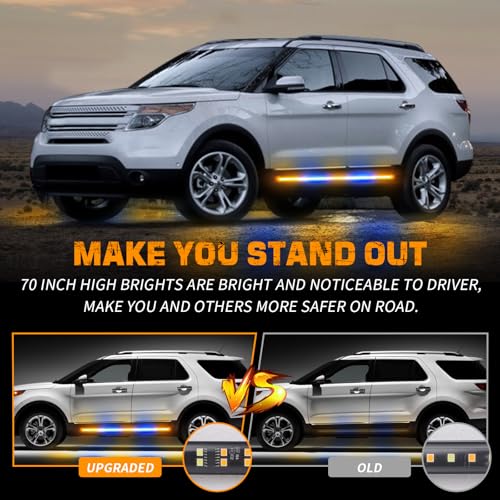 XRIDONSEN 2PCS 60 inch Running Board Lights Truck Strobe Lights - color: Amber/Blue