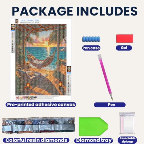 WULINHUAFA Seaside Diamond Painting Kits for Adults 12x16 inch - color: Hammock