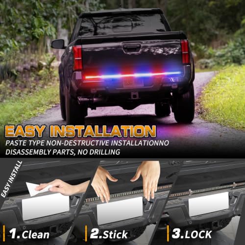 XRIDONSEN 48 inch Tailgate Strobe Light Strip 288 LED Rear Window Light Bar - color: Red/Blue