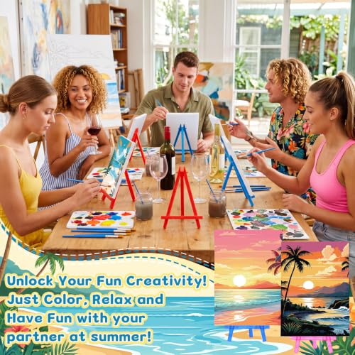 Blosssound 24 Pack Pre Drawn Canvas to Paint Pre Printed Easel Kit, Hawaii - style: Hawaii