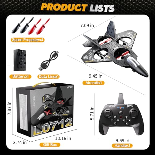 Remote Control Airplane Drone for Kids 8-12, Outdoor Flying Toy for Boys - size: L0712