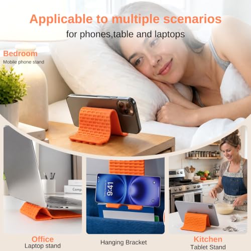 Airplane Phone Holder, Silicone Foldable Phone Stand for Desk and Travel - color: Black