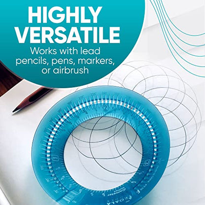 Koala Tools - Mini Ring Ruler for Circle Templates and Surfaces, Circular Ruler with 1 to 3.5-inch Adjustable Diameter, Geometric Tool for Drawing Circles