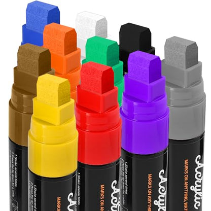 Goldge 10 Vibrant Color Acrylic Paint Markers Set, Art Pens