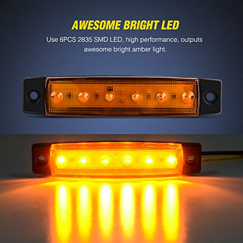 Nilight 3.8 Inch 6 LED Amber Trailer Side Marker Lights,10 Pack - color: 3.8" Amber 10Pcs