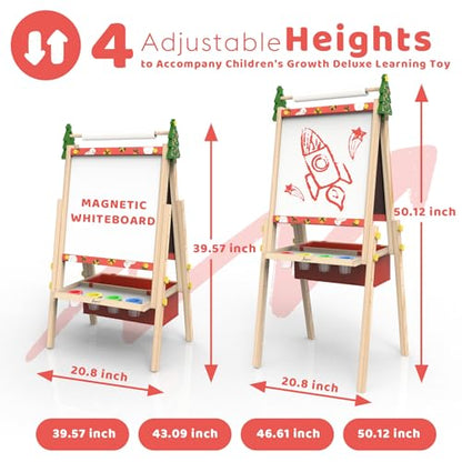 Joyooss Art Easel for Kids Easel for Toddler with Paper roll Red - color: Red Easel