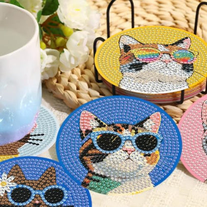 Cat Diamond Art Coasters Kit - Diamond Painting Coasters 4X4IN - color: Cat-2