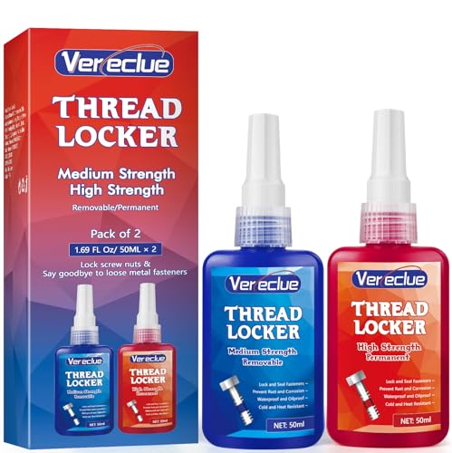 Thread Lock 50ml Blue and 50ml Red, Medium and Strong Strength Threadlocker, Fasteners Medium and High Strength Screw Compound to Prevent Loosening & Corrosion - style: Blue and Red
