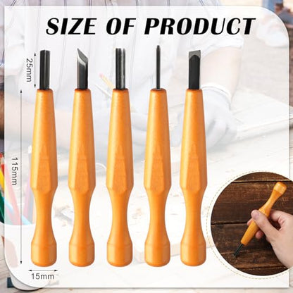 WILLBOND 5 Pcs Linoleum Carving Tool Set Wood Handle Linocut,Assemble - style: Assemble