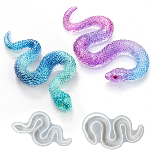 2Pcs Snake Silicone Molds Set, 3D Coiled Snake Epoxy Resin Casting Mold Set - color: 2Pcs Snake Resin Molds
