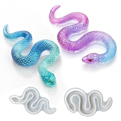 2Pcs Snake Silicone Molds Set, 3D Coiled Snake Epoxy Resin Casting Mold Set - color: 2Pcs Snake Resin Molds