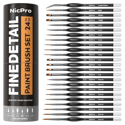Nicpro 24 PCS Miniature Paint Brushes,Fine Tip Micro Detail Paint Brush Set - size: 24 PCS