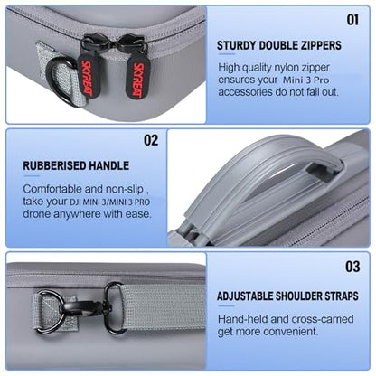 Skyreat Mini 3 / 3 Pro Case RC,Compact Small PU Waterproof Carrying Case with Shoulder for DJI Mini 3/3 Pro Drone and Battery Accessories