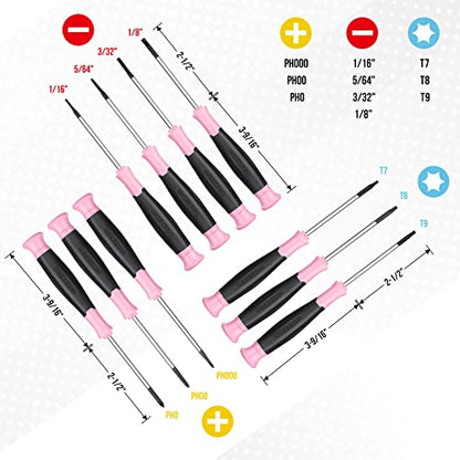 WORKPRO 10-Piece Precision Screwdriver Set with Pink Pouch - Pink Ribbon - color: Pink