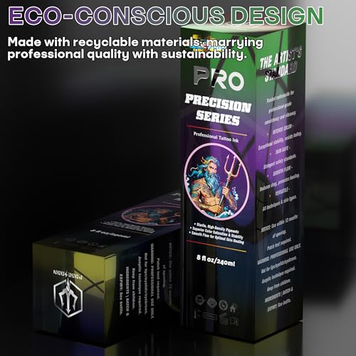 POSEIDON Professional Black Tattoo Ink - 8 fl oz (240ml) Bottle