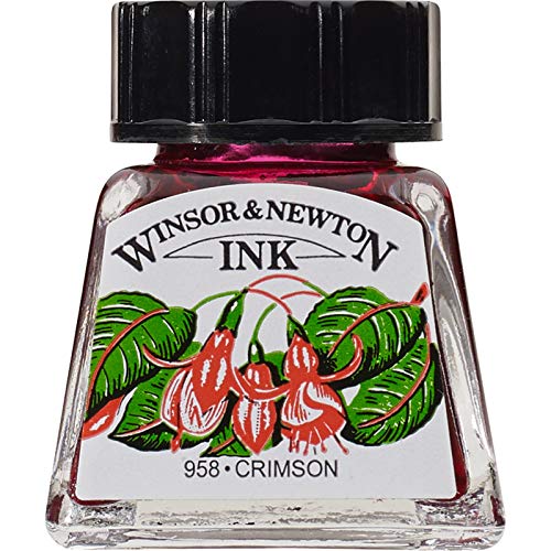 Winsor & Newton Drawing Ink 14ml Bottle : Crimson : (water Resistant) - color: Crimson