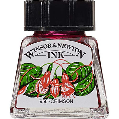 Winsor & Newton Drawing Ink 14ml Bottle : Crimson : (water Resistant) - color: Crimson