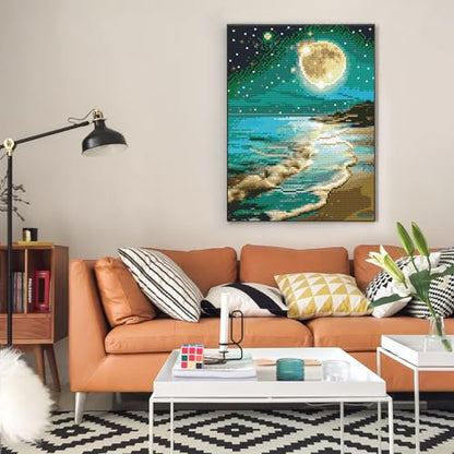 Diamond Art Kits for Adults, Beach DIY 5D Diamond Painting for Beginners - color: BLKJDP10