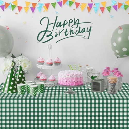 3Pcs Dark Green Gingham Tablecloths, Checkered Party Table Covers 54x108 In - color: Dark Green