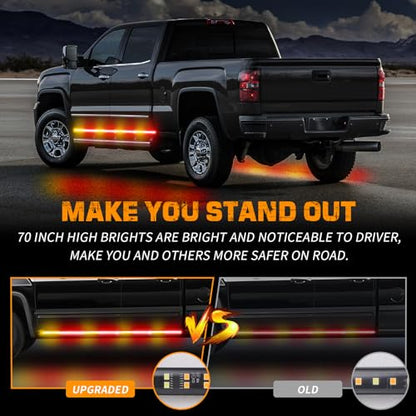 XRIDONSEN 70 inch Running Board Strobe Lights Amber Red Emergency Lights - color: Amber/Red