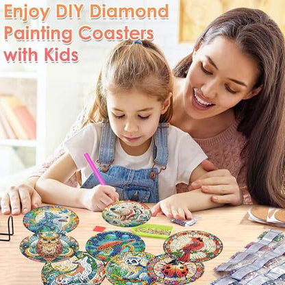 ijbnhd 8 PCS Animals Diamond Art Coasters Kit - color: Animals-3