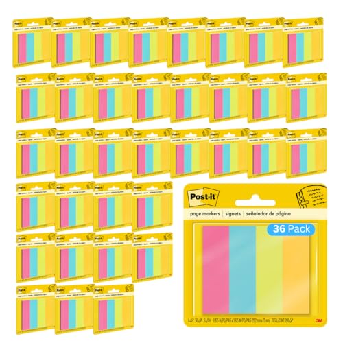 Post-It Page Markers, Assorted Brights, Model 6714AU, 36-Pack - style: 36 Pack
